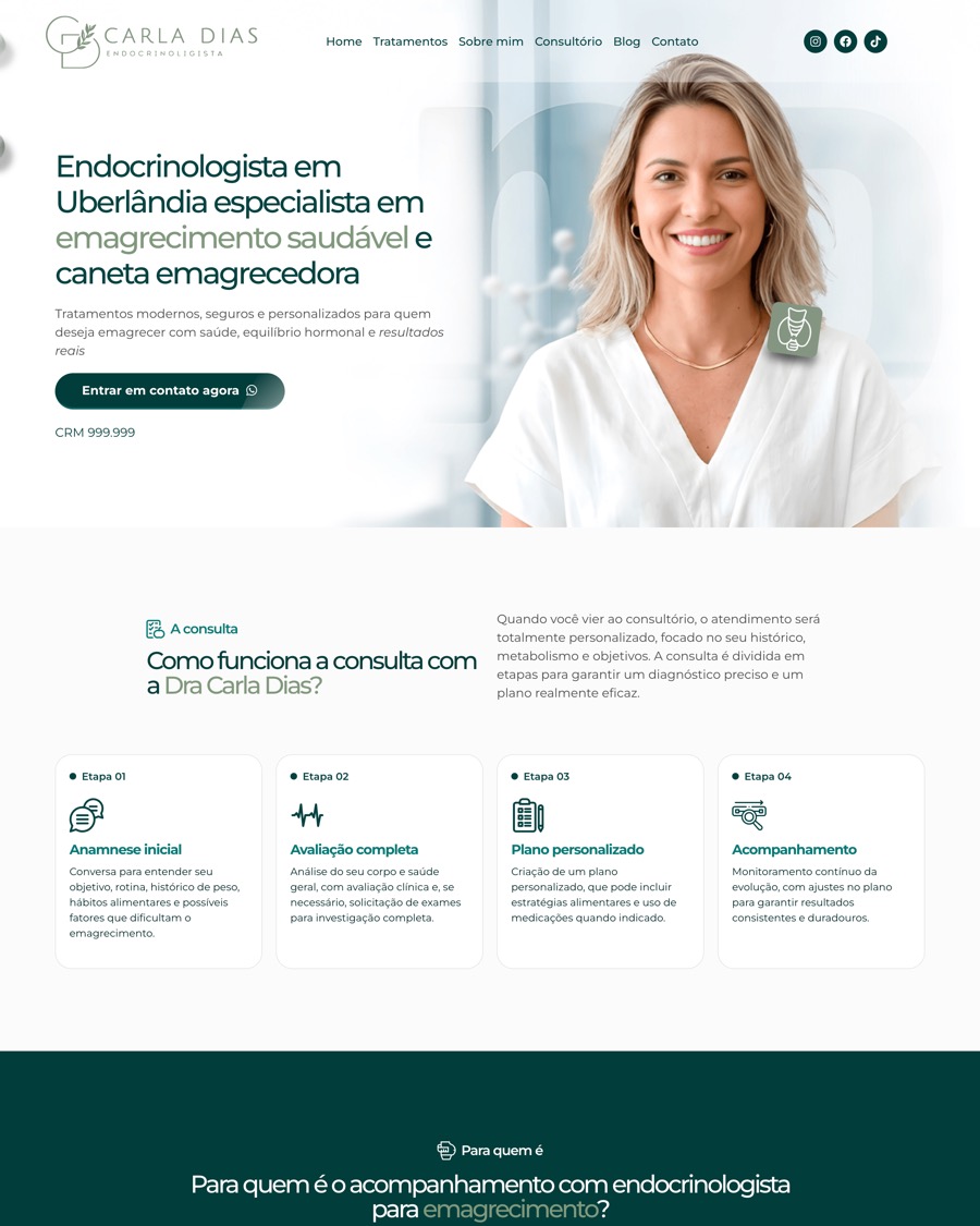 Modelo de site institucional para médica endocrinologista